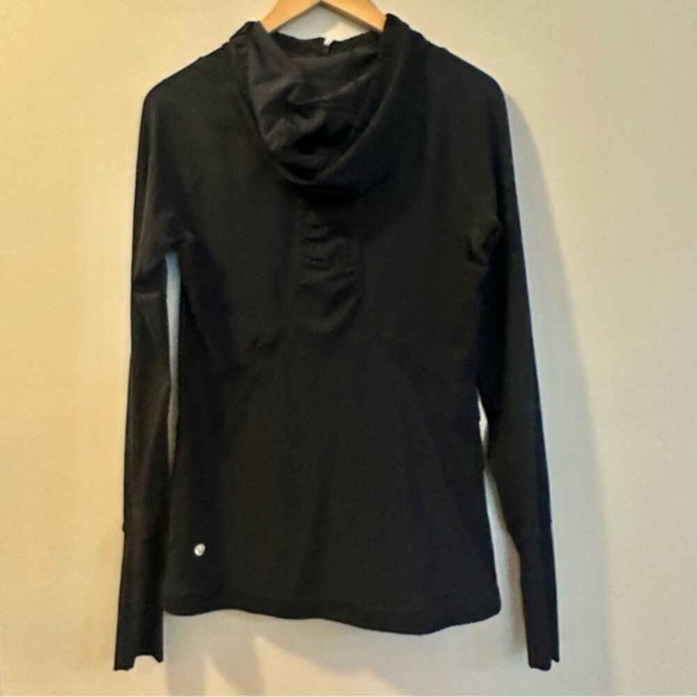 Lululemon Black Waterbound Hoodie Size 4 Ponytail Hood Activewear - Picture 4 of 13